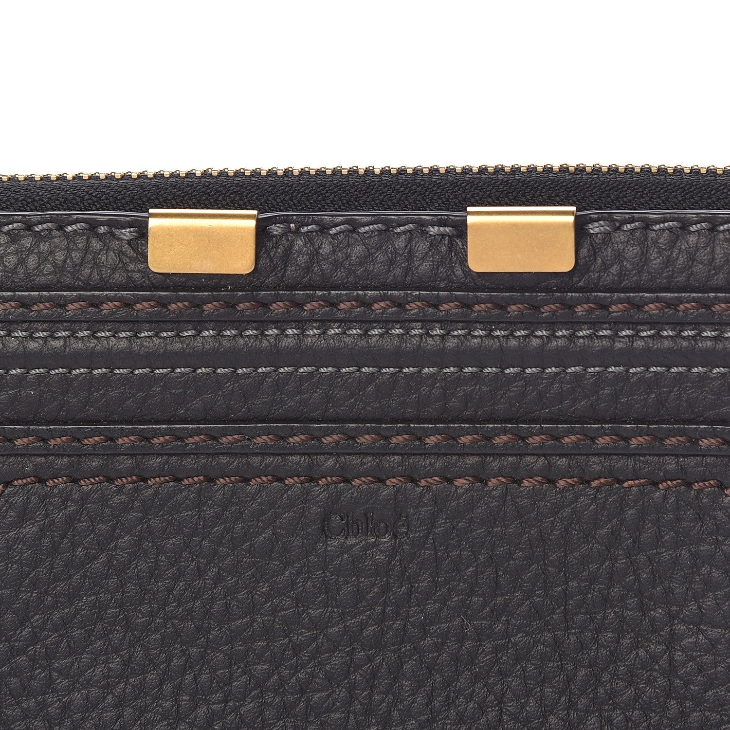 Chloe Grained Calfskin Marcie Long Zip Around Wallet Black 9 of 10