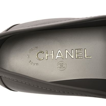 Chanel Lambskin Quilted CC Turnlock Loafers 39 Grey 9 of 11