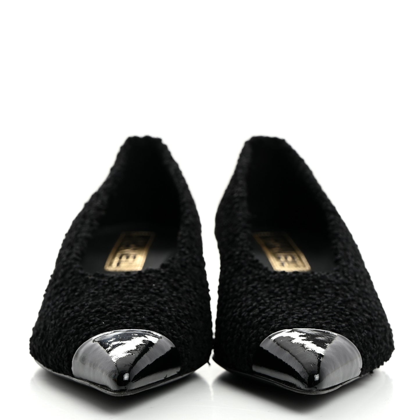 Tweed Patent Calfskin Pumps 37.5 Black