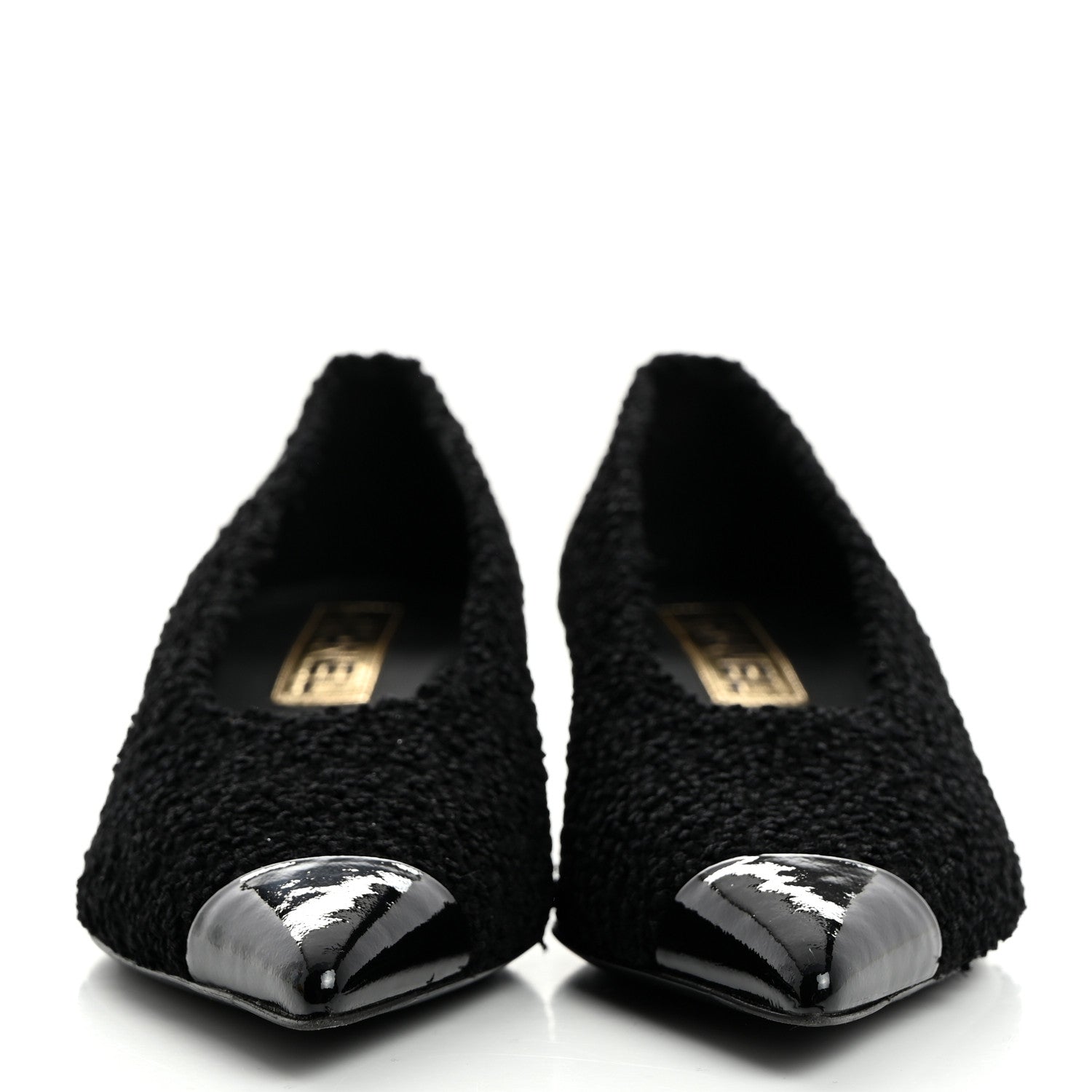 Chanel Tweed Patent Calfskin Pumps 37.5 Black 2 of 8