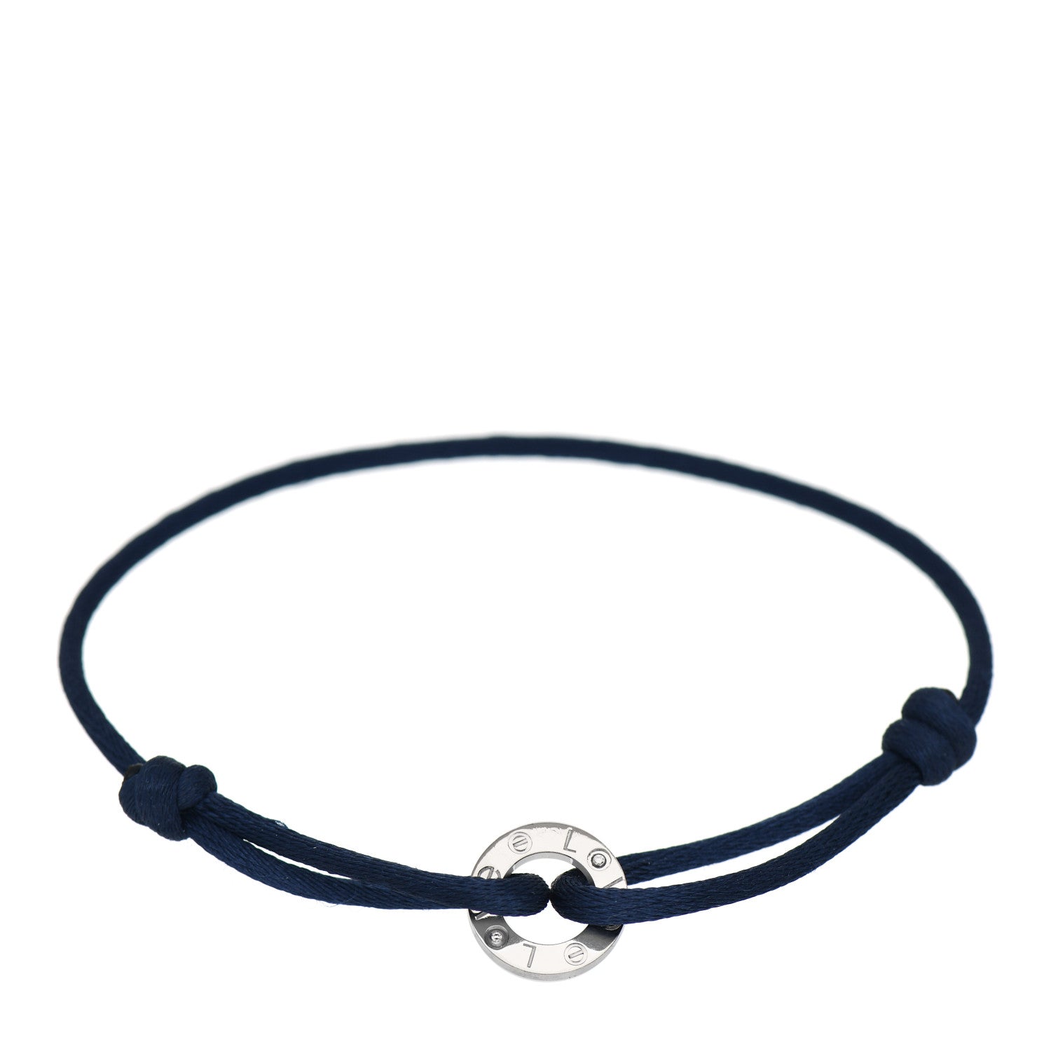Cartier 18K White Gold Diamond LOVE Adjustable Cord Bracelet Blue 1 of 4