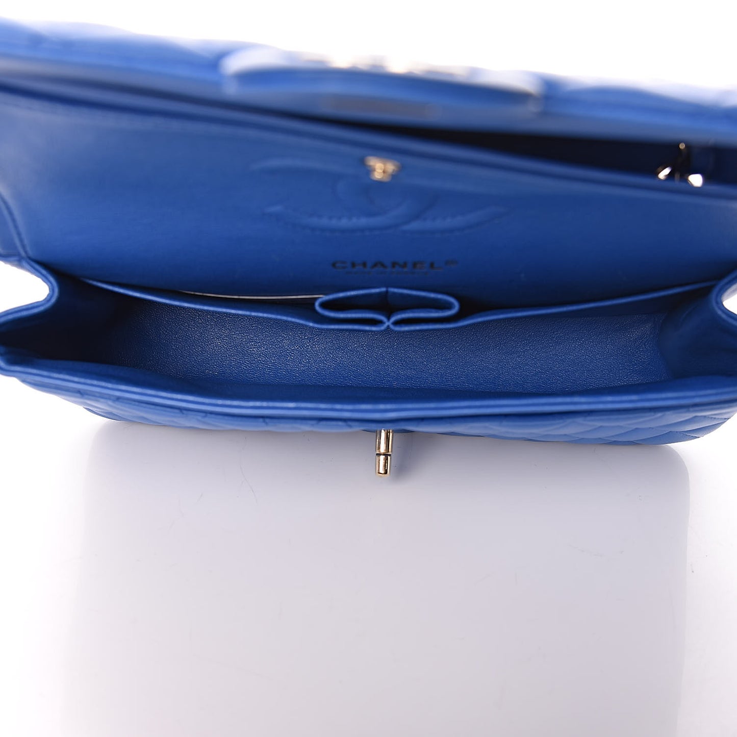 Lambskin Quilted Medium Double Flap Blue