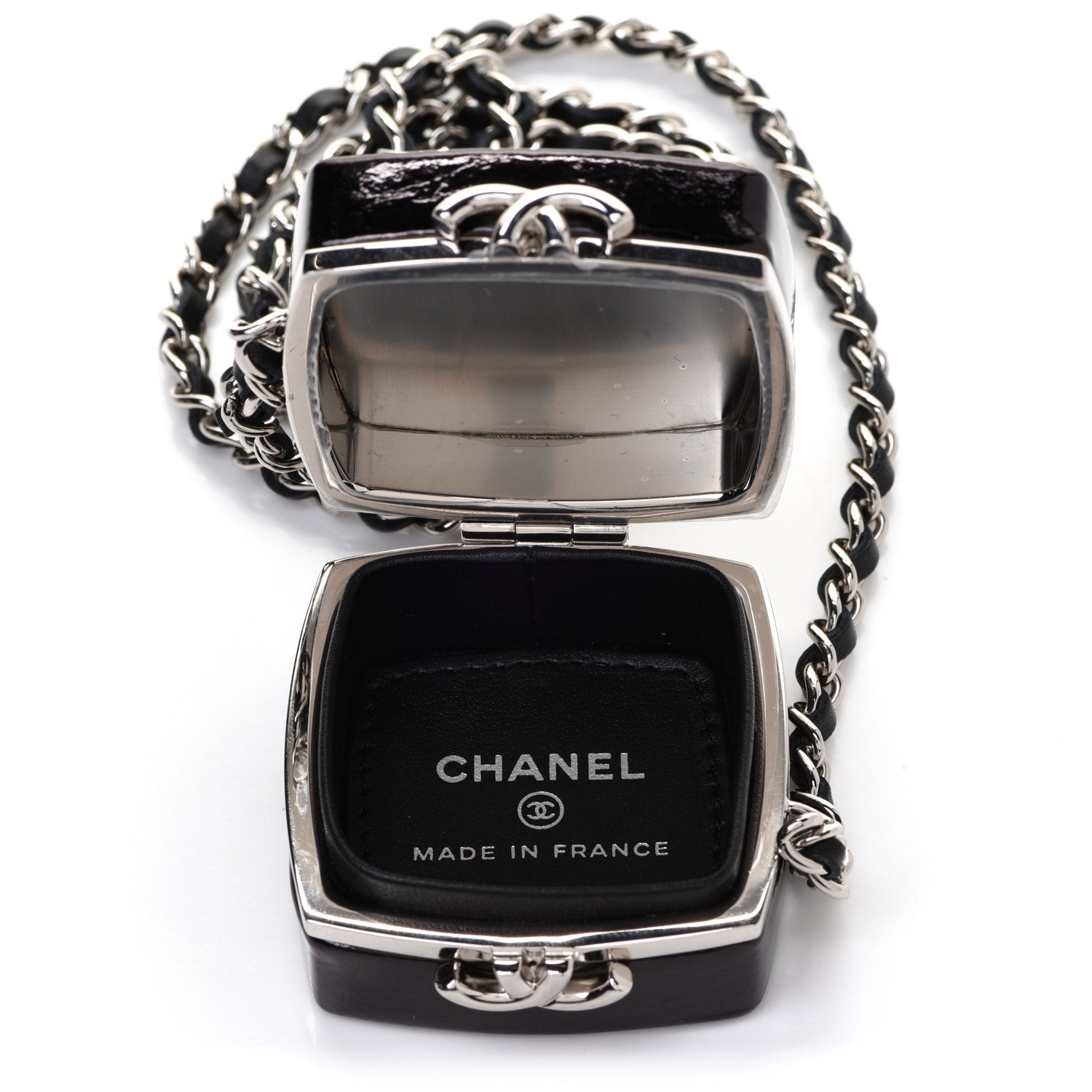 Chanel Patent Goatskin Quilted Clutch With Chain Black 6 of 9