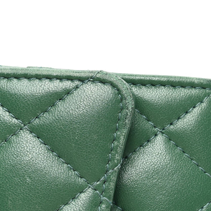Chanel Lambskin Quilted Flap Card Holder Wallet Green 9 of 11