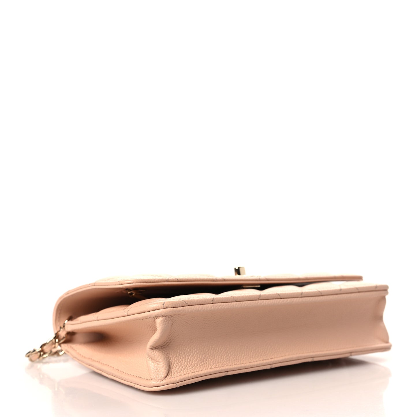Caviar Quilted Bow Wallet On Chain WOC Light Beige