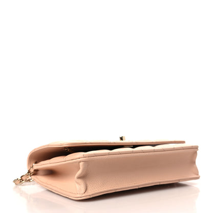 Chanel Caviar Quilted Bow Wallet On Chain WOC Light Beige 4 of 11