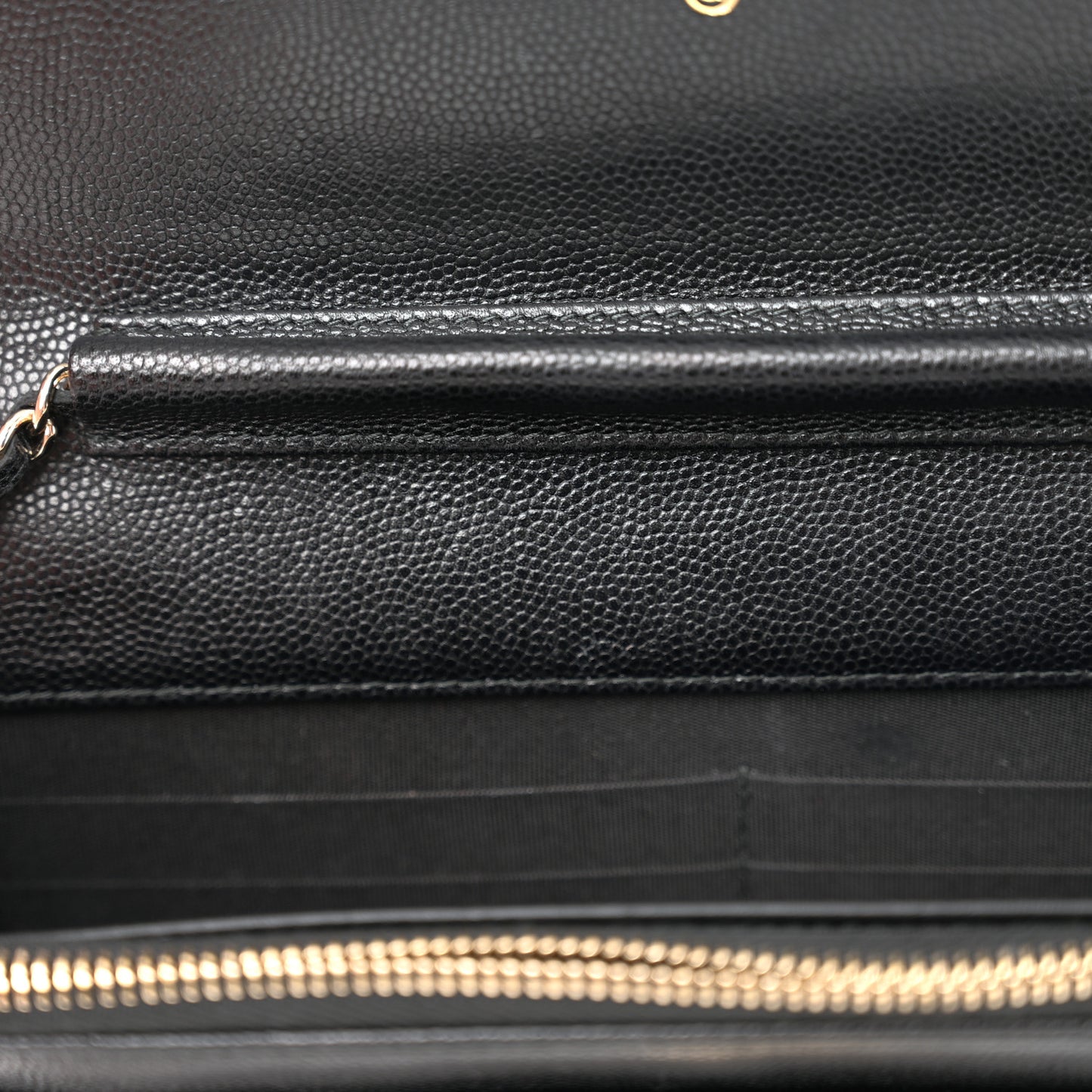 Caviar Quilted Golden Class Wallet On Chain WOC Black