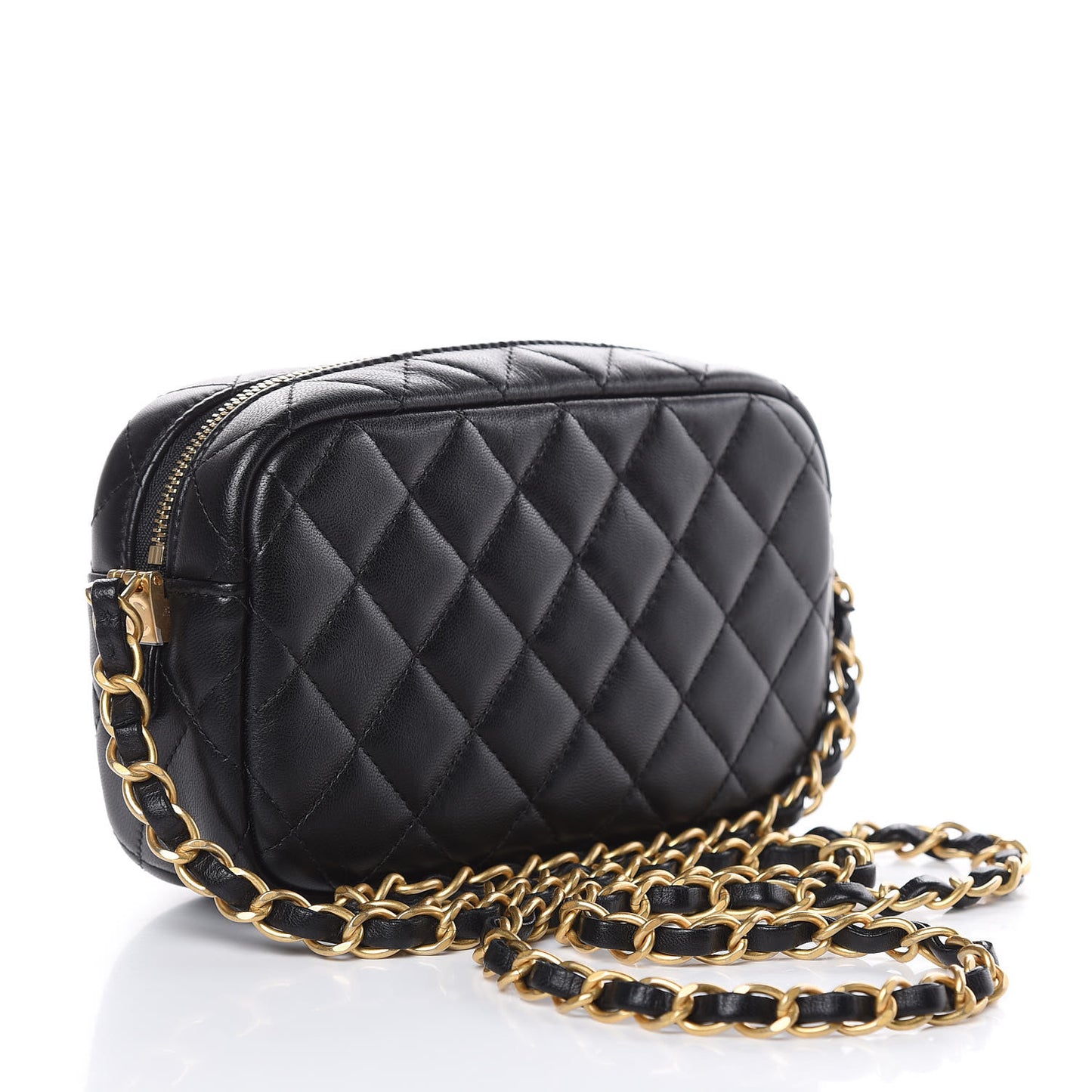 Lambskin Quilted Small Timeless Camera Case Black