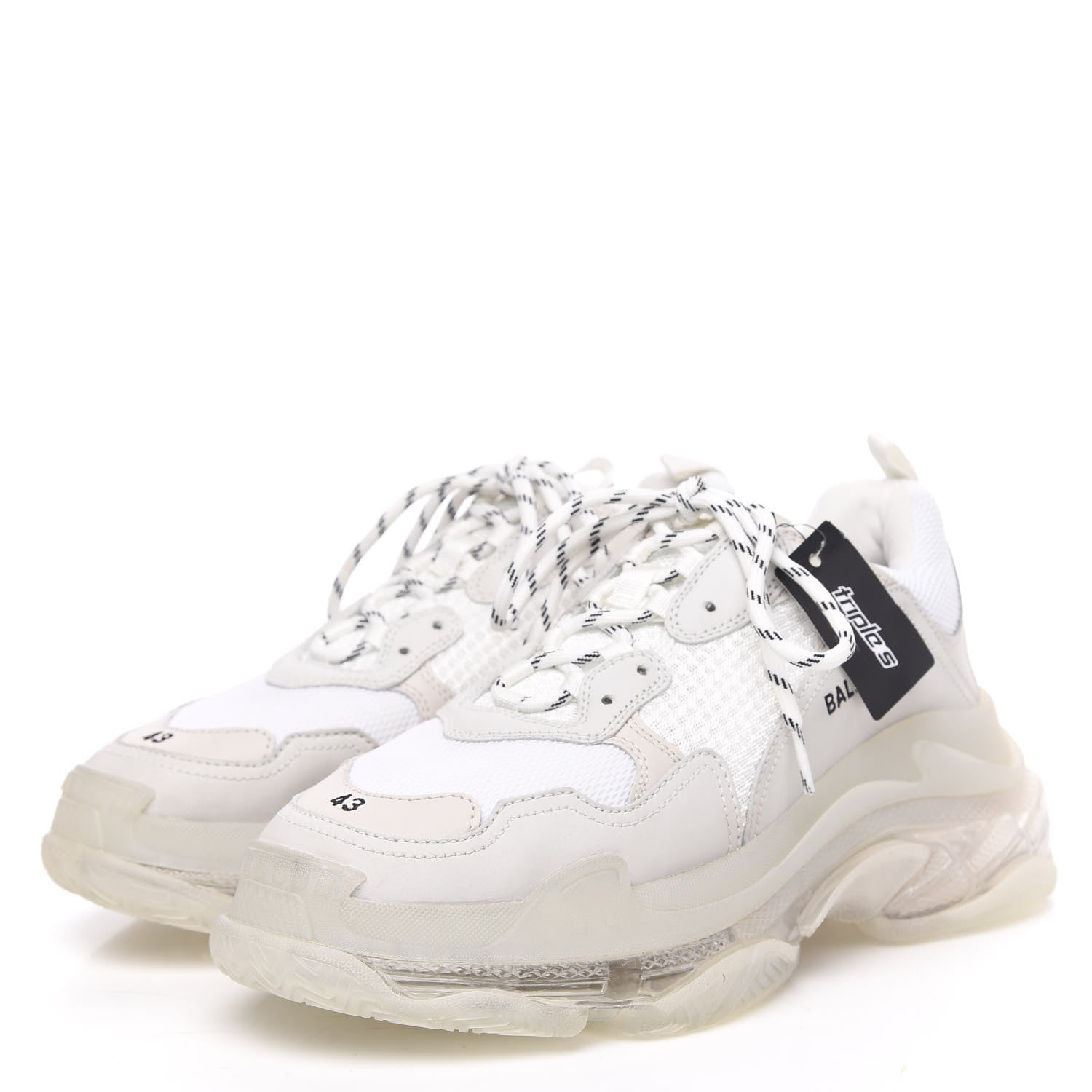 Balenciaga Fabric Mesh Clear Sole Mens Triple S Sneakers 43 White 3 of 6