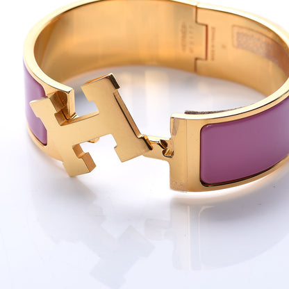 Hermes Enamel Wide Clic Clac H Bracelet PM Rose Flamingo 6 of 9