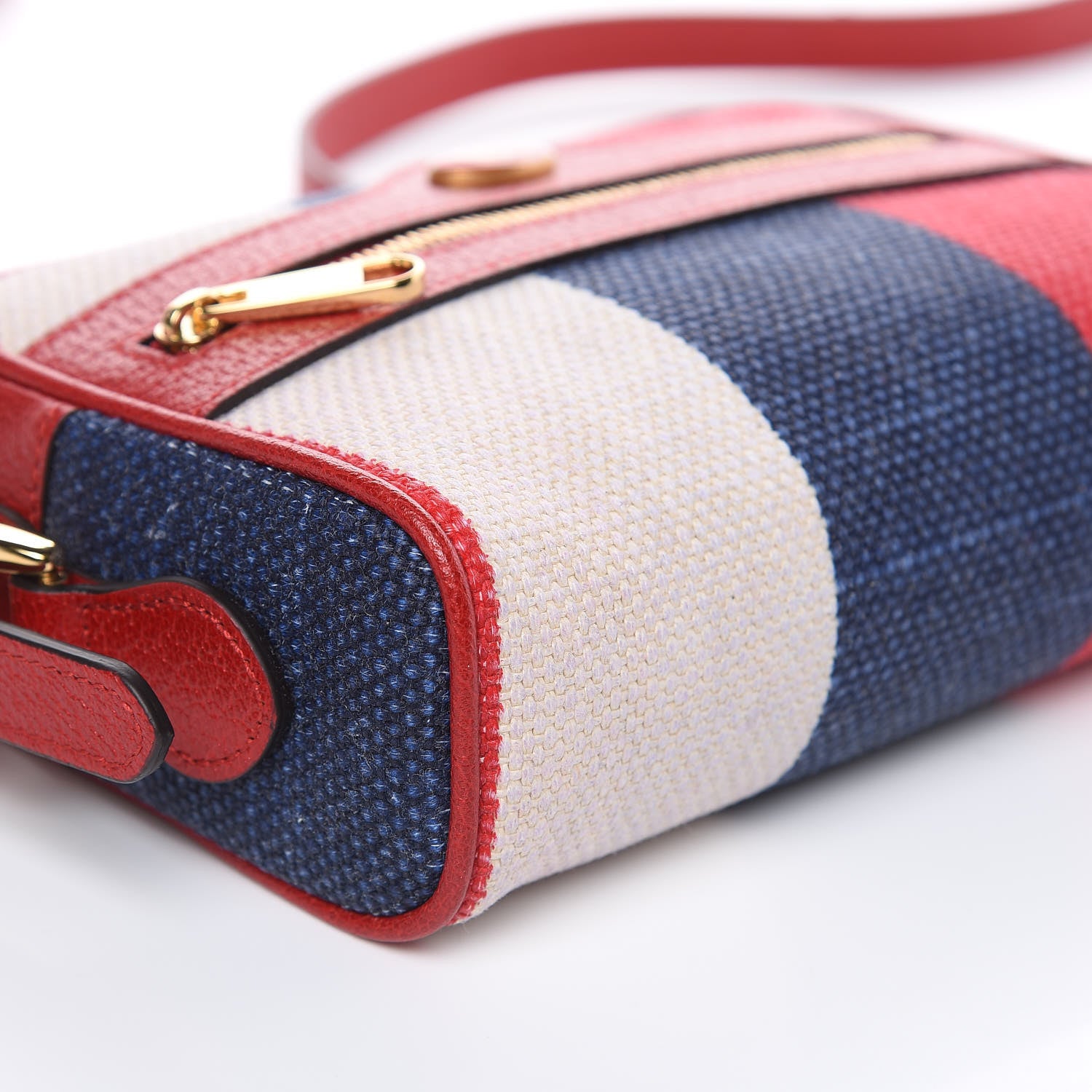 Gucci Canvas Sylvie Stripe Mini Ophidia Camera Bag Mystic White Hibiscus Red Maritime 8 of 9
