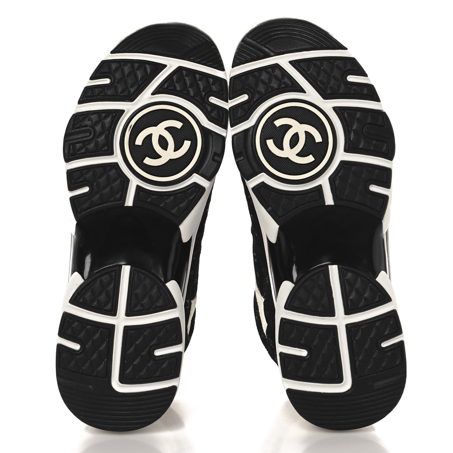 Nylon Suede Calfskin Printed CC Sneakers 36.5 White Black