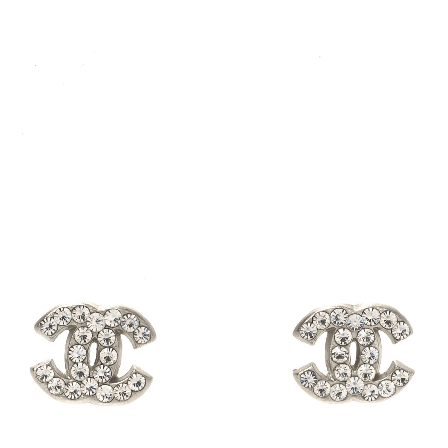 Chanel Crystal Mini Timeless CC Earrings Silver 1 of 4