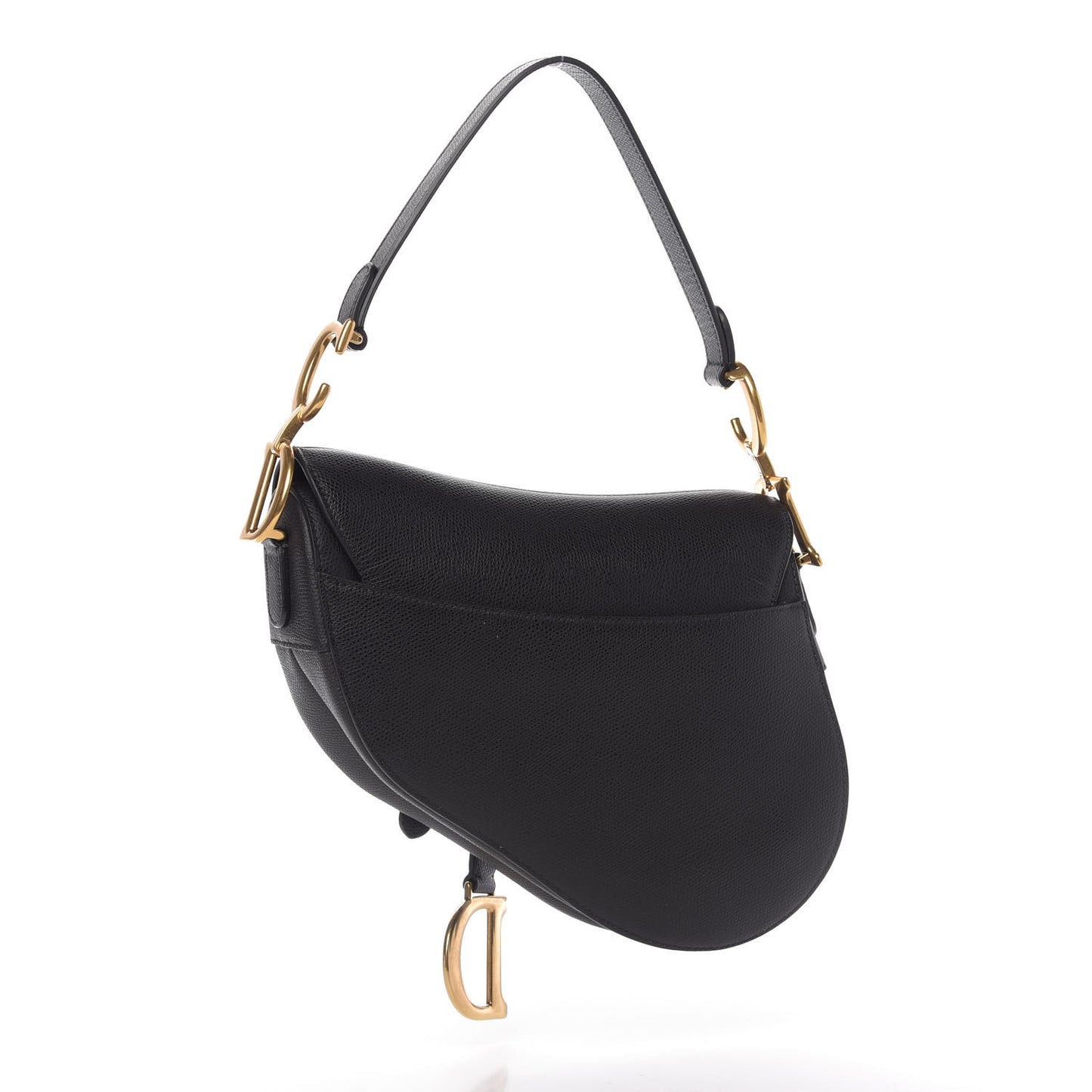 Grained Calfskin Saddle Bag Black