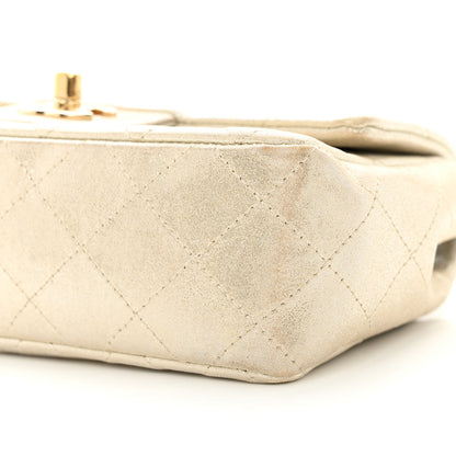 Chanel Iridescent Calfskin Quilted Mini Rectangular Flap Light Gold 10 of 12
