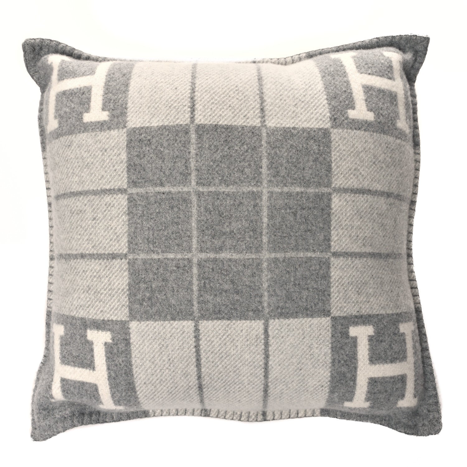Hermes Wool Cashmere Avalon III Pillow PM Ecru Gris Clair 1 of 3