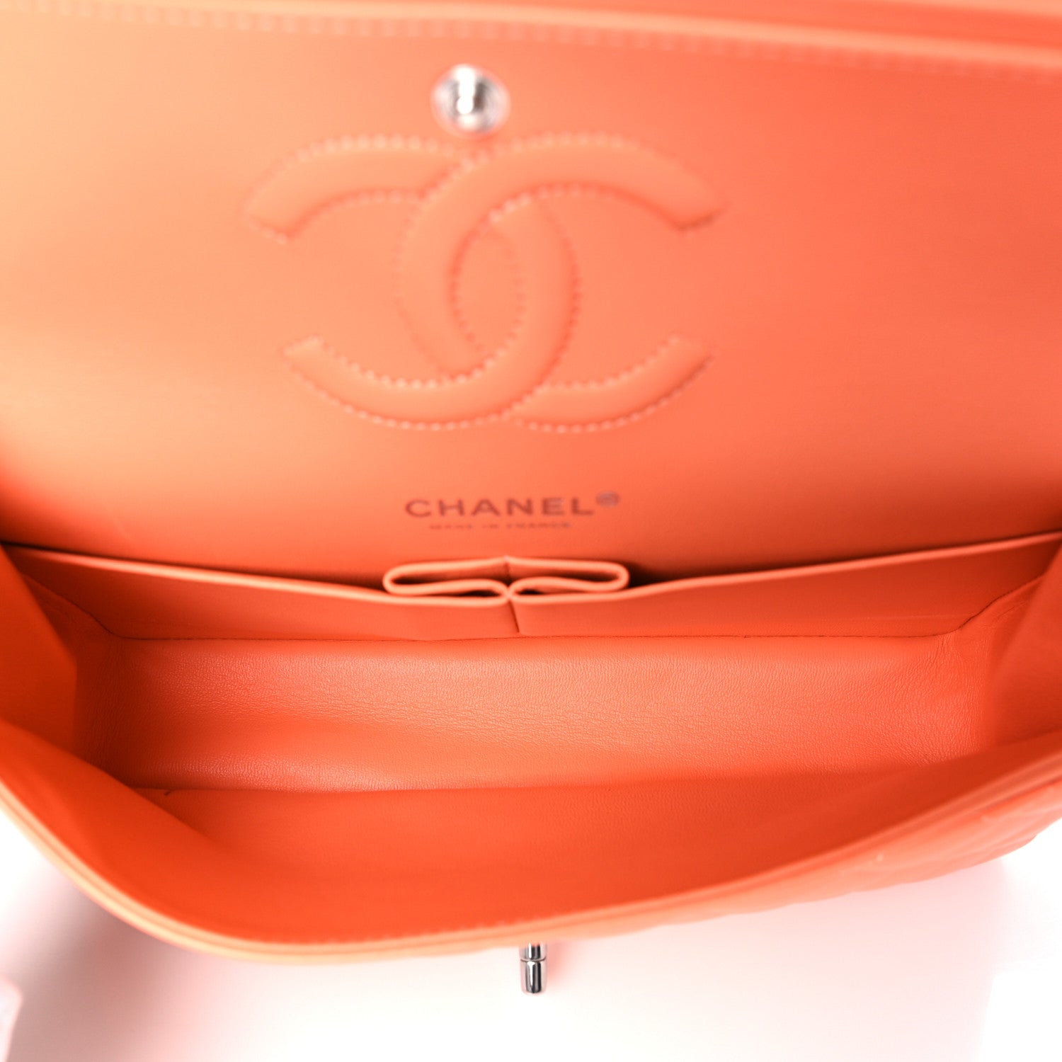 Chanel Lambskin Quilted Medium Double Flap Orange 5 of 9