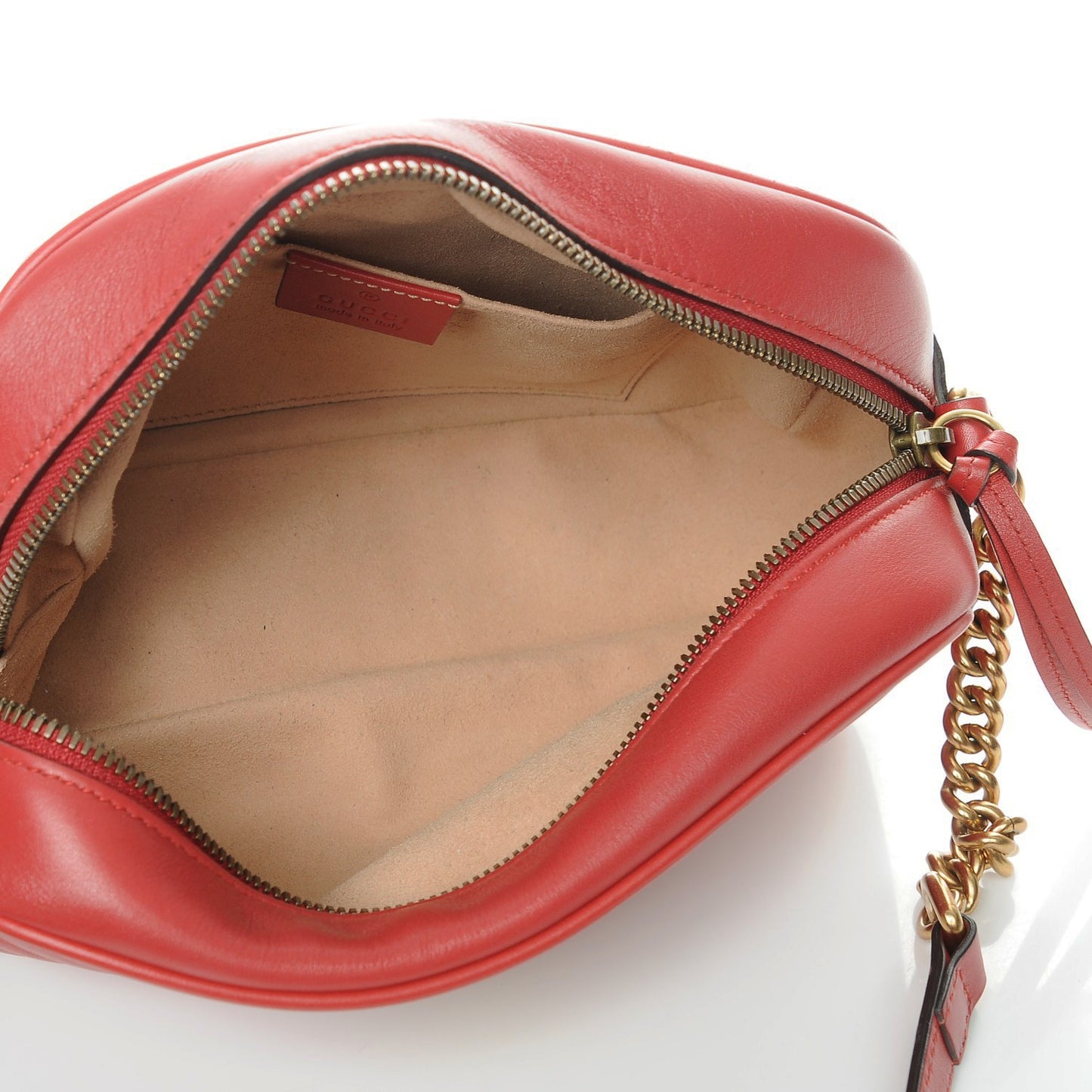 Calfskin Matelasse Small GG Marmont Chain Shoulder Bag Hibiscus Red