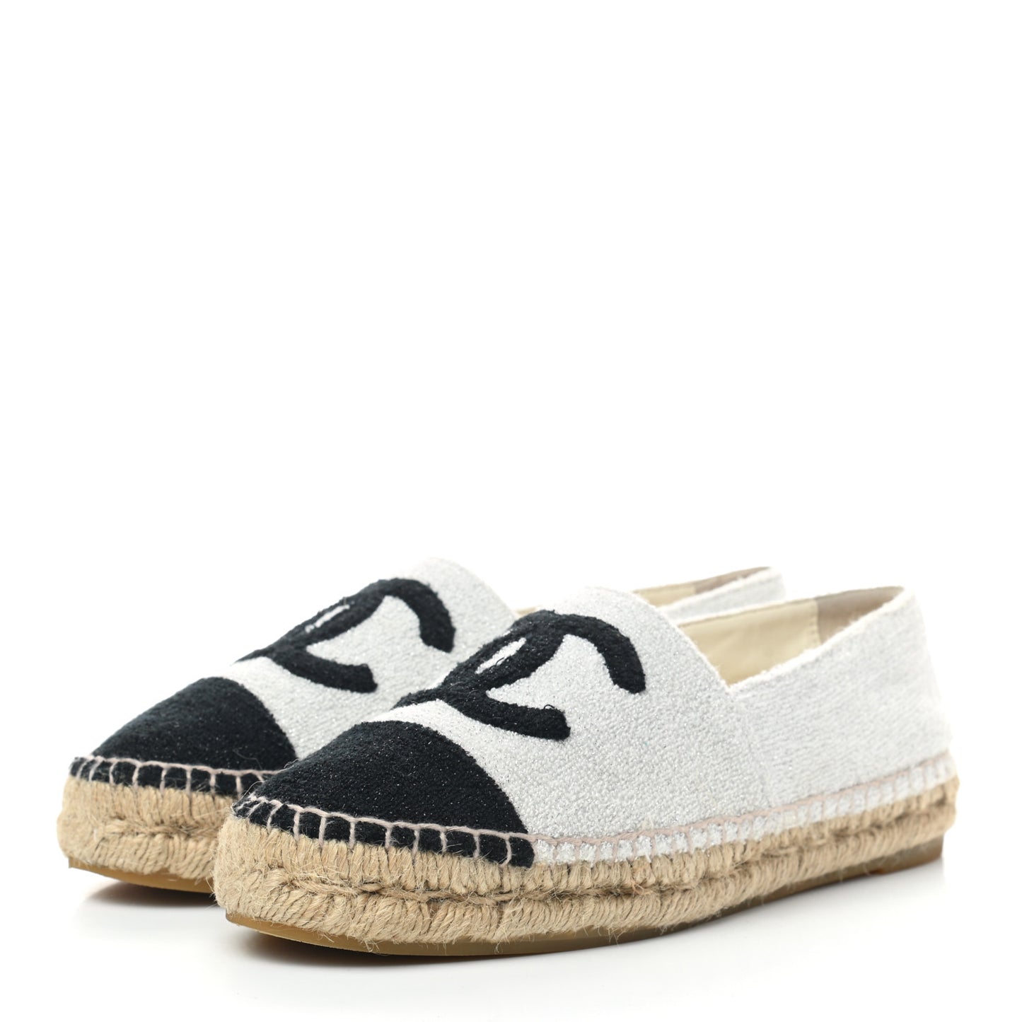 Terry Cloth CC Espadrilles 37 Silver Black