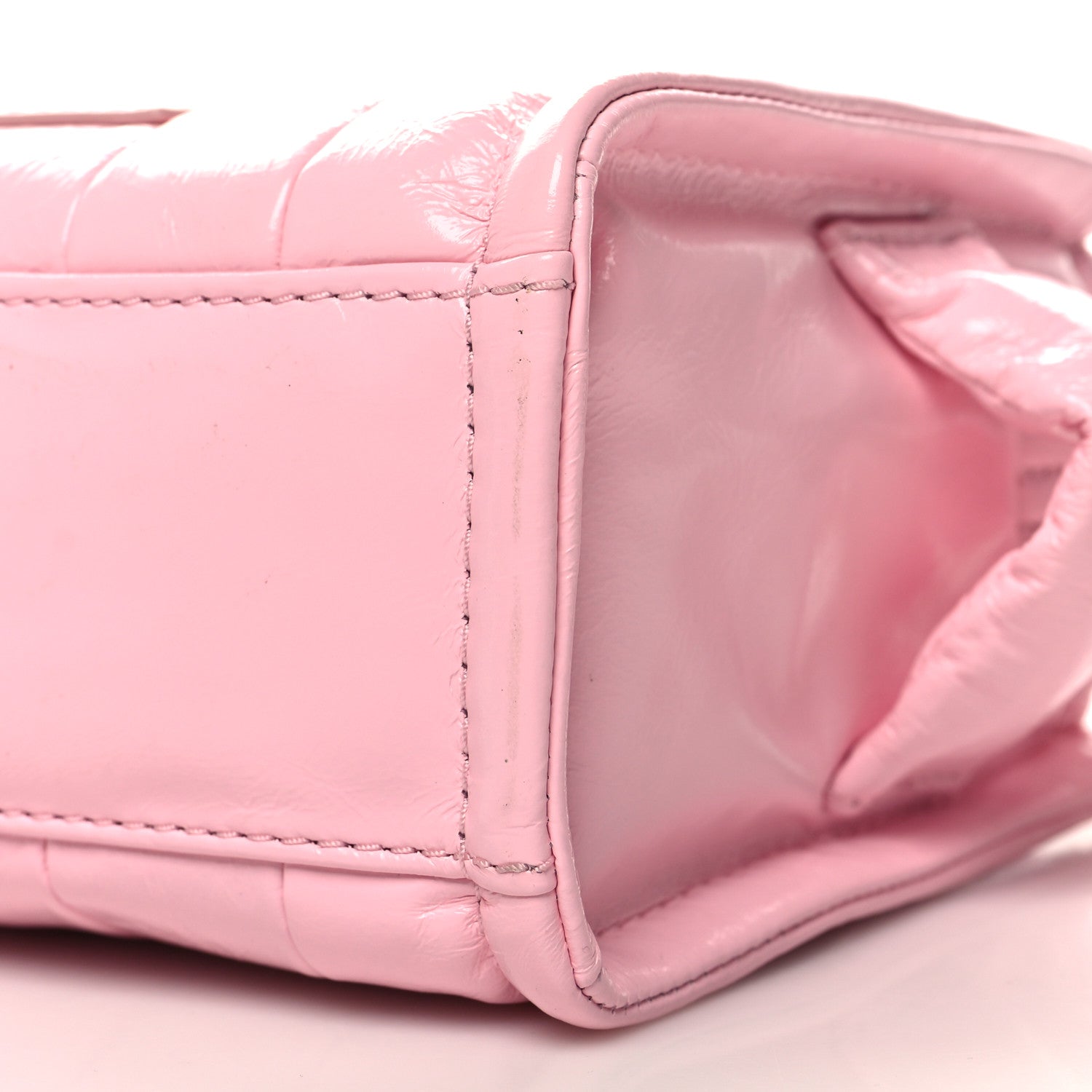 Marc Jacobs Shiny Crinkled Calfskin Mini The Tote Bag Pink 9 of 11