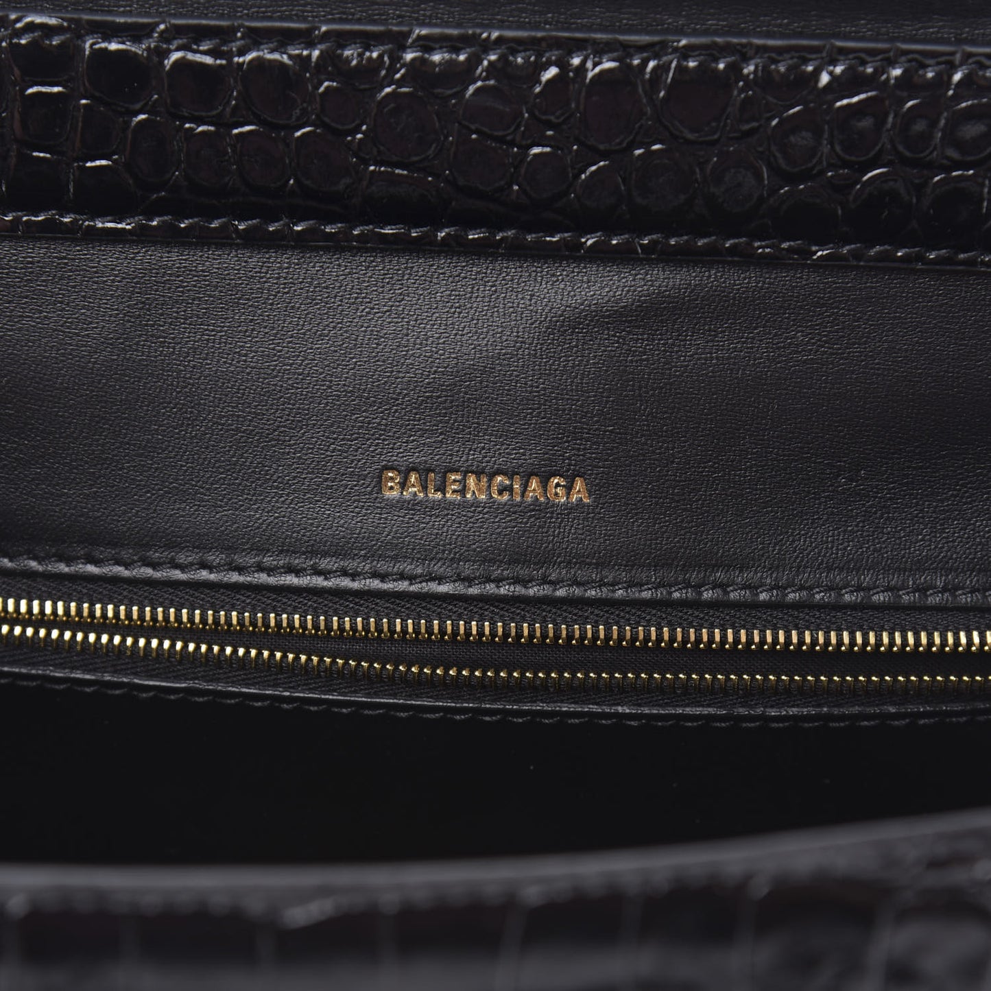 Shiny Calfskin Graffiti Logo Crocodile Embossed Medium Ghost Shoulder Bag Black White