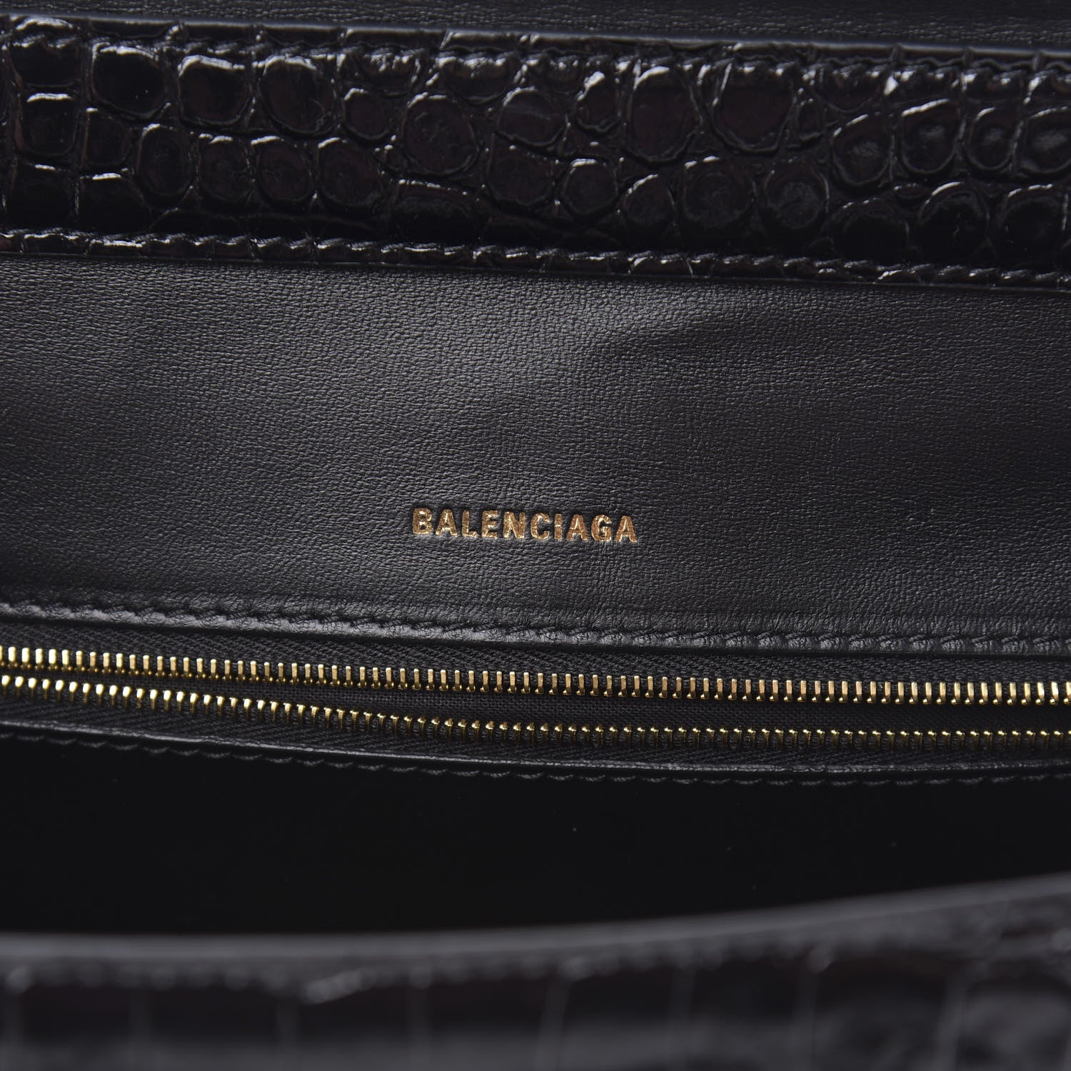 Balenciaga Shiny Calfskin Graffiti Logo Crocodile Embossed Medium Ghost Shoulder Bag Black White 6 of 10