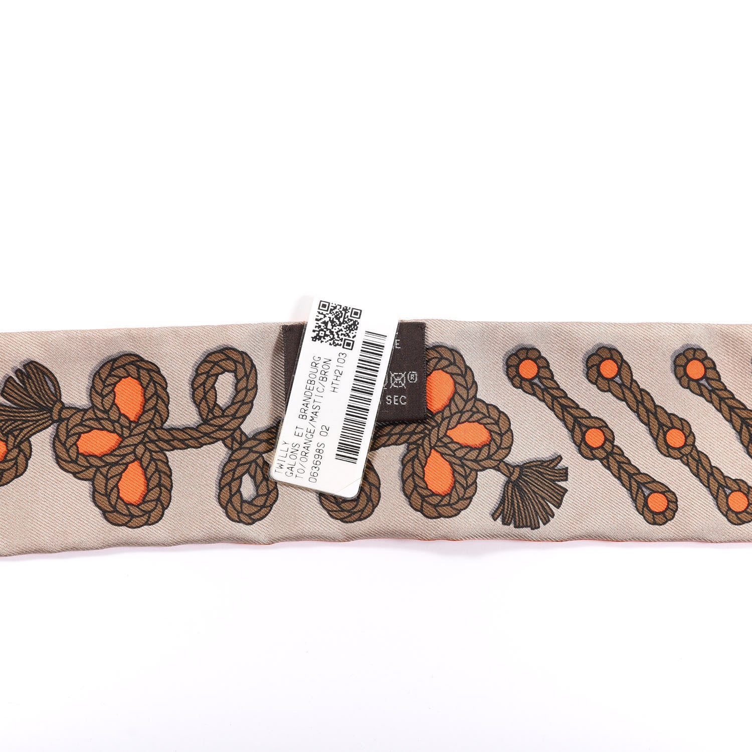 Hermes Silk Galons Et Brandebourg Twilly Orange Mastic Bronze 2 of 3