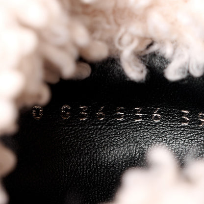 Chanel Calfskin Patent Fabric Lace Up Cap Toe CC Boots 39 Black Ivory 8 of 8