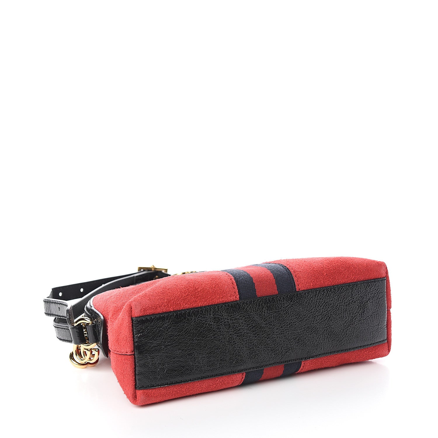 Gucci Suede Patent Web GG Small Ophidia Dome Shoulder Bag Hibiscus Red 3 of 9