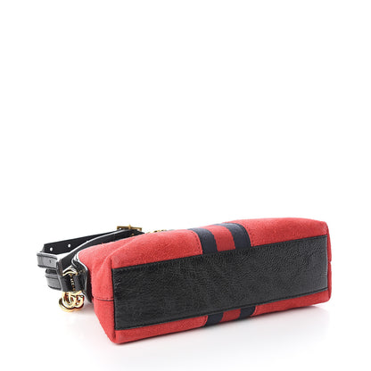 Gucci Suede Patent Web GG Small Ophidia Dome Shoulder Bag Hibiscus Red 3 of 9