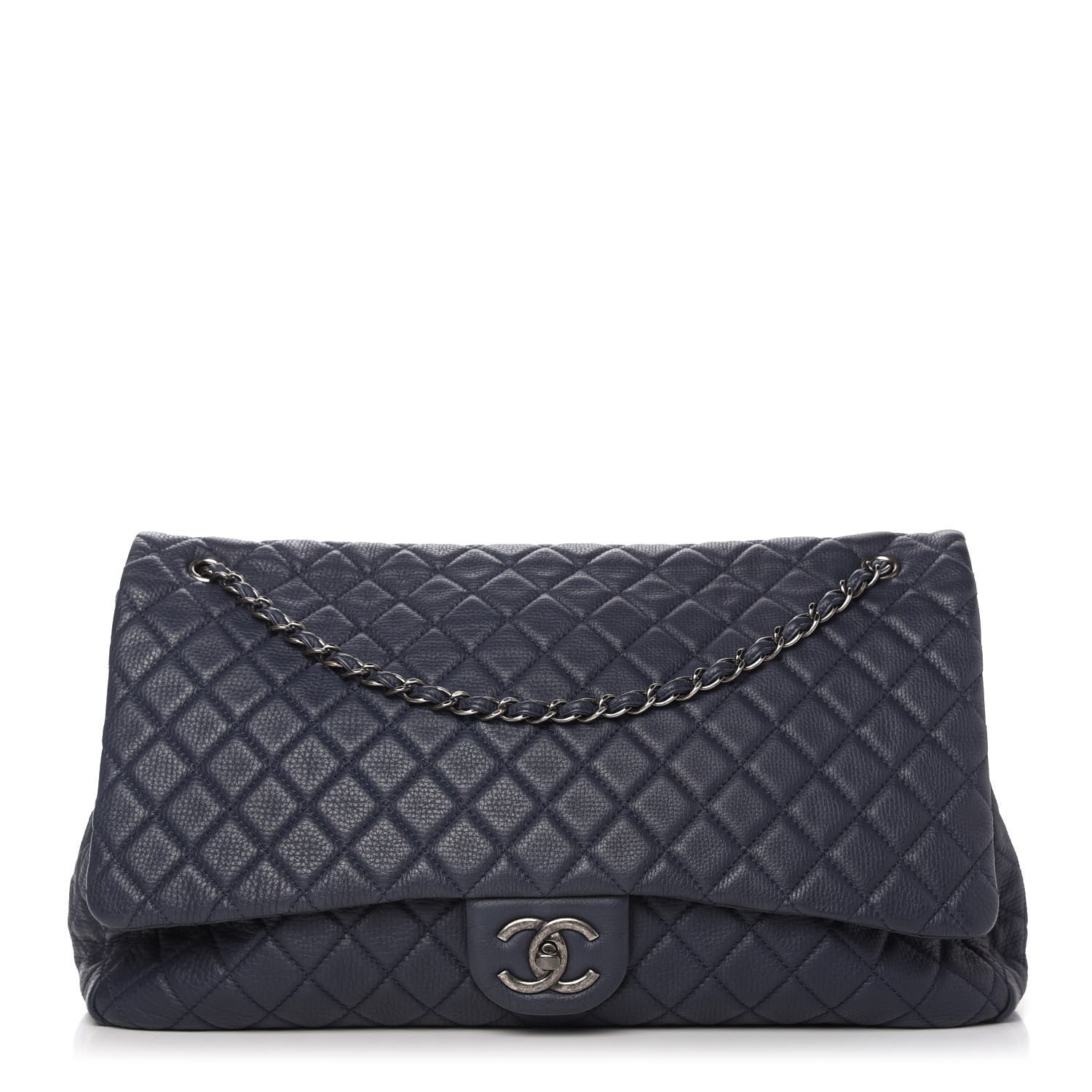 Chanel Calfskin Quilted XXL Travel Flap Bag Navy 1 of 10