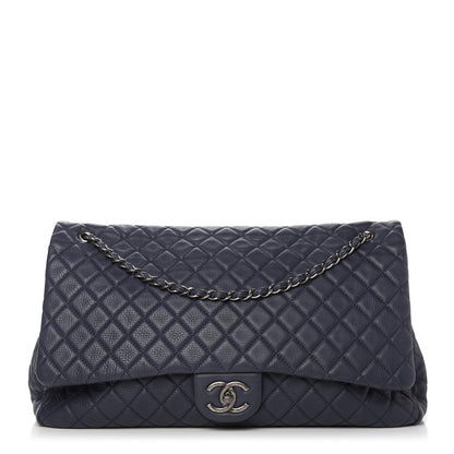 Chanel Calfskin Quilted XXL Travel Flap Bag Navy 1 of 10
