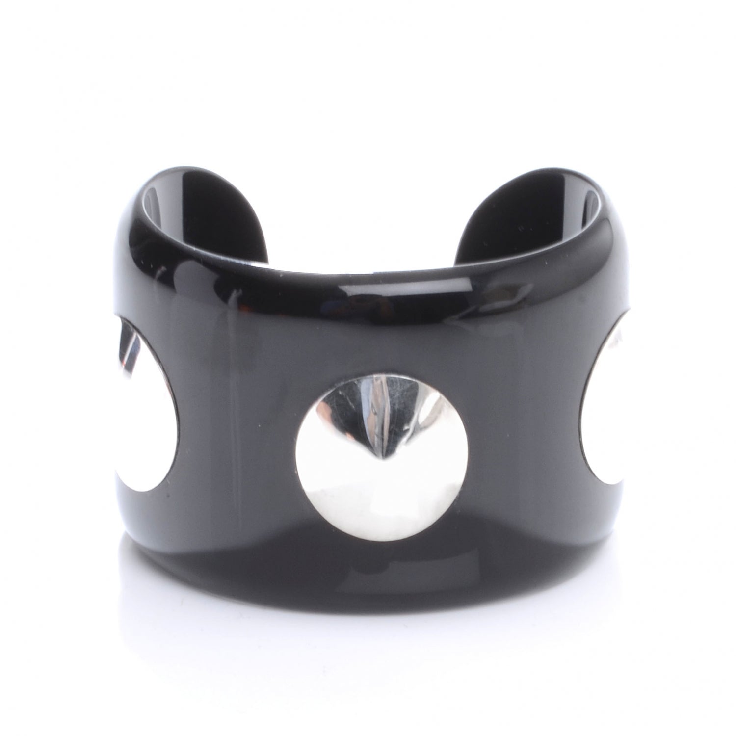 Hermes Horn Sterling Silver Cuff PM Black 3 of 7