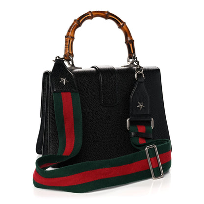 Gucci Dollar Calfskin Crystal Web Medium Dionysus Bamboo Top Handle Bag Black Black Diamond 3 of 14