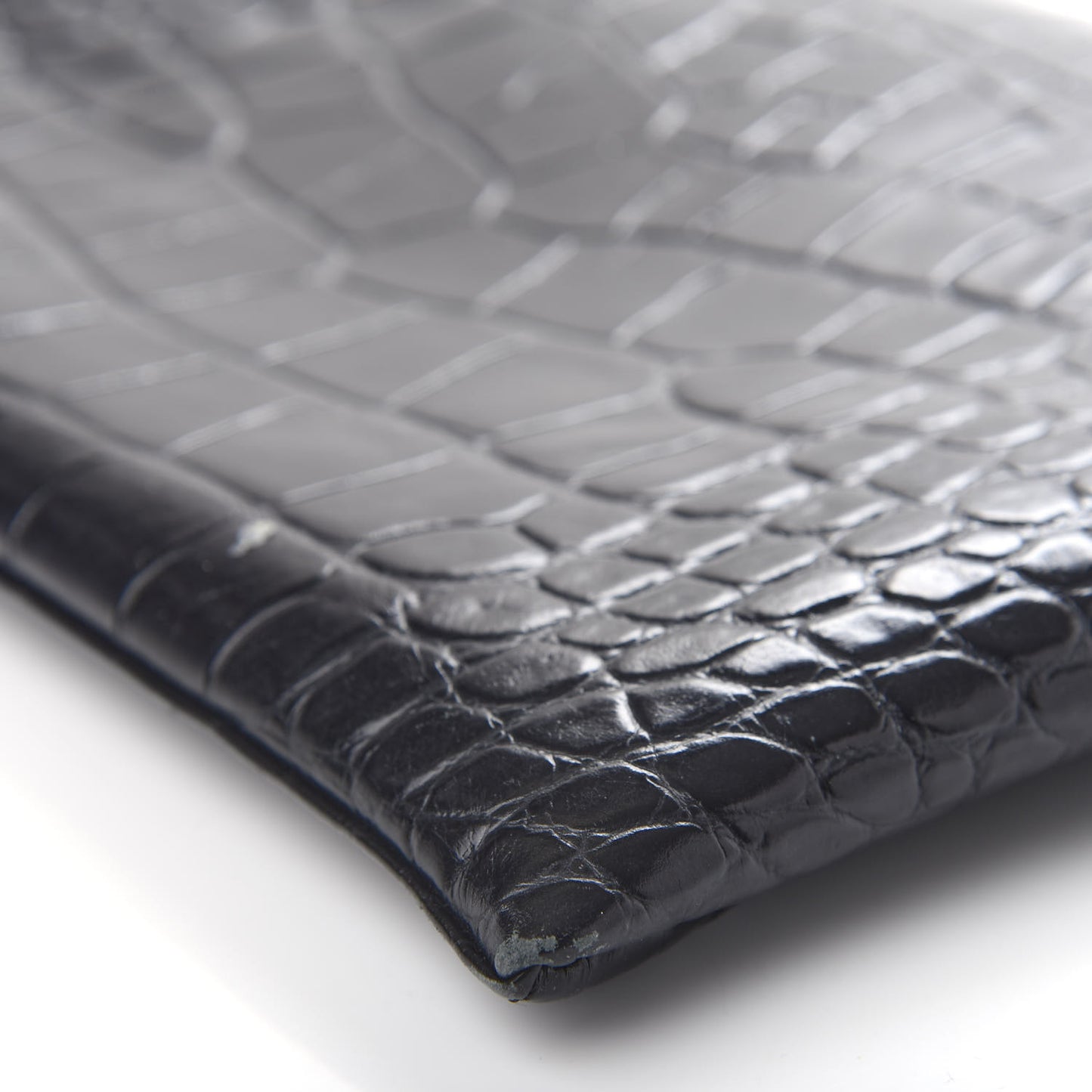 Calfskin Crocodile Embossed Medium Antigona Envelope Clutch Black