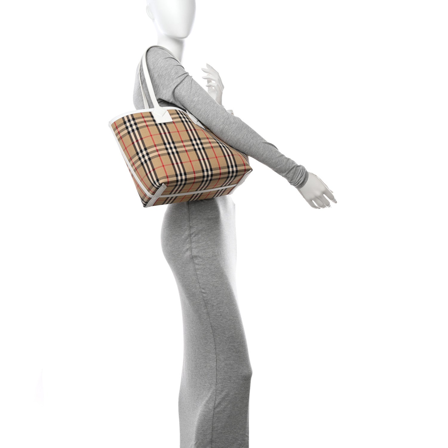Burberry Cotton Vintage Check Small London Tote Bag White 2 of 11