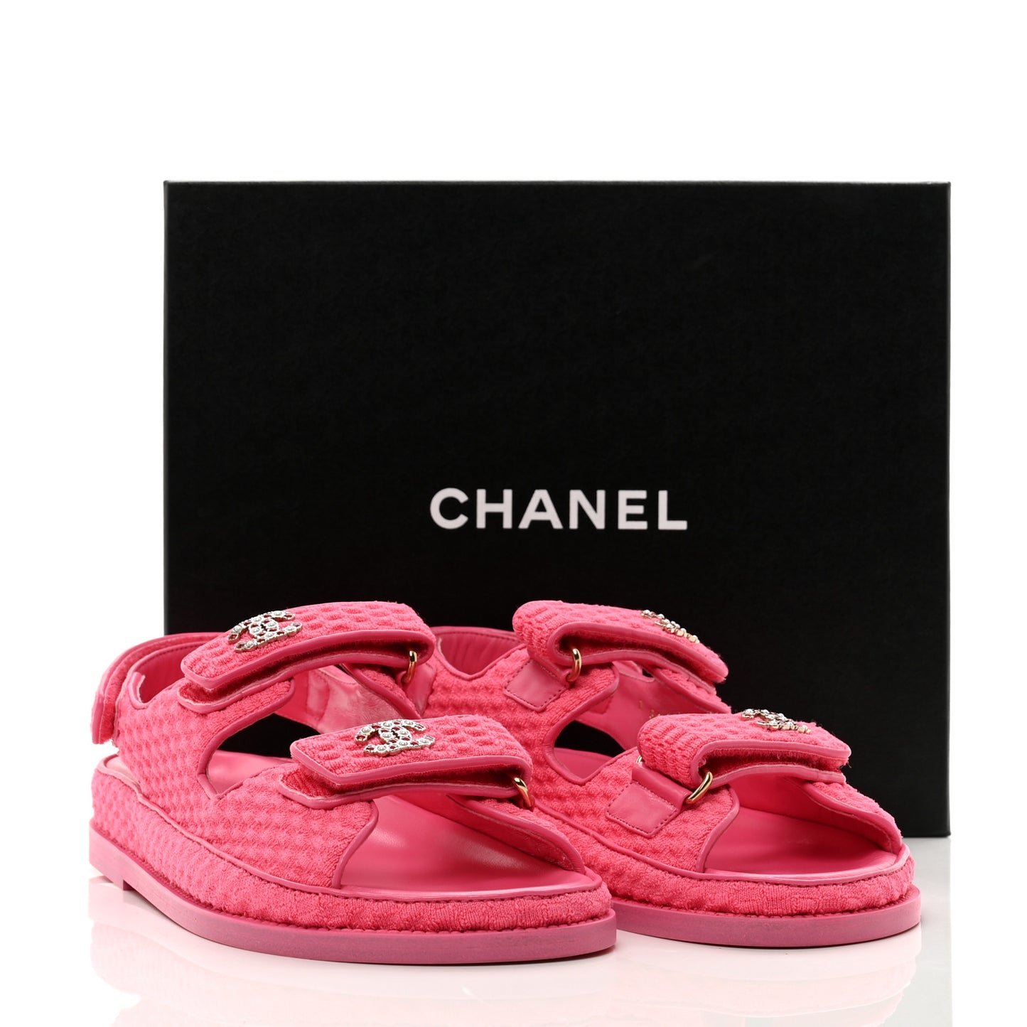 Knit Fabric Velcro Dad Sandals 39 Pink