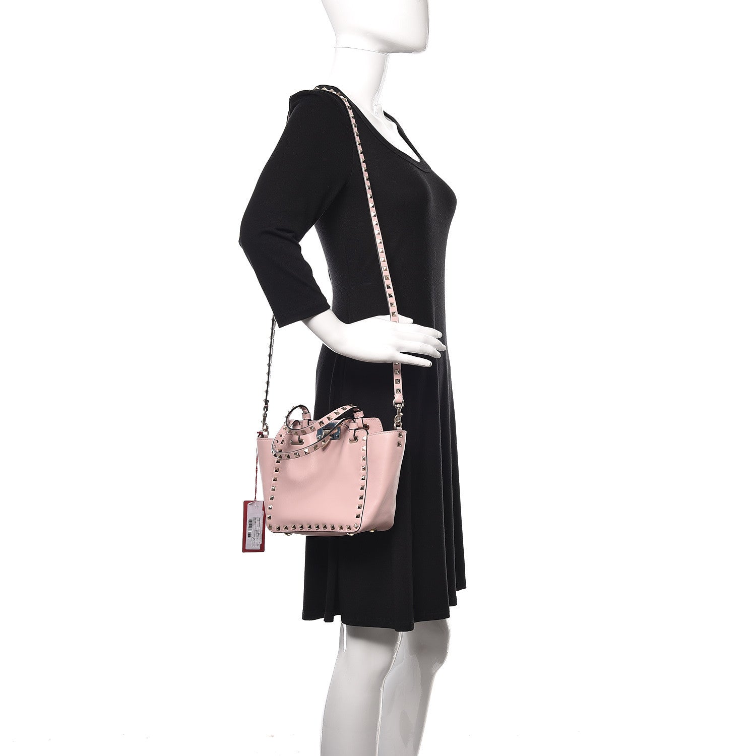 Valentino Garavani Vitello Mini Rockstud Tote Water Rose 3 of 14