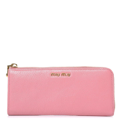 Miu Miu Goatskin Madras Zip Around Wallet Rosa 1 of 9