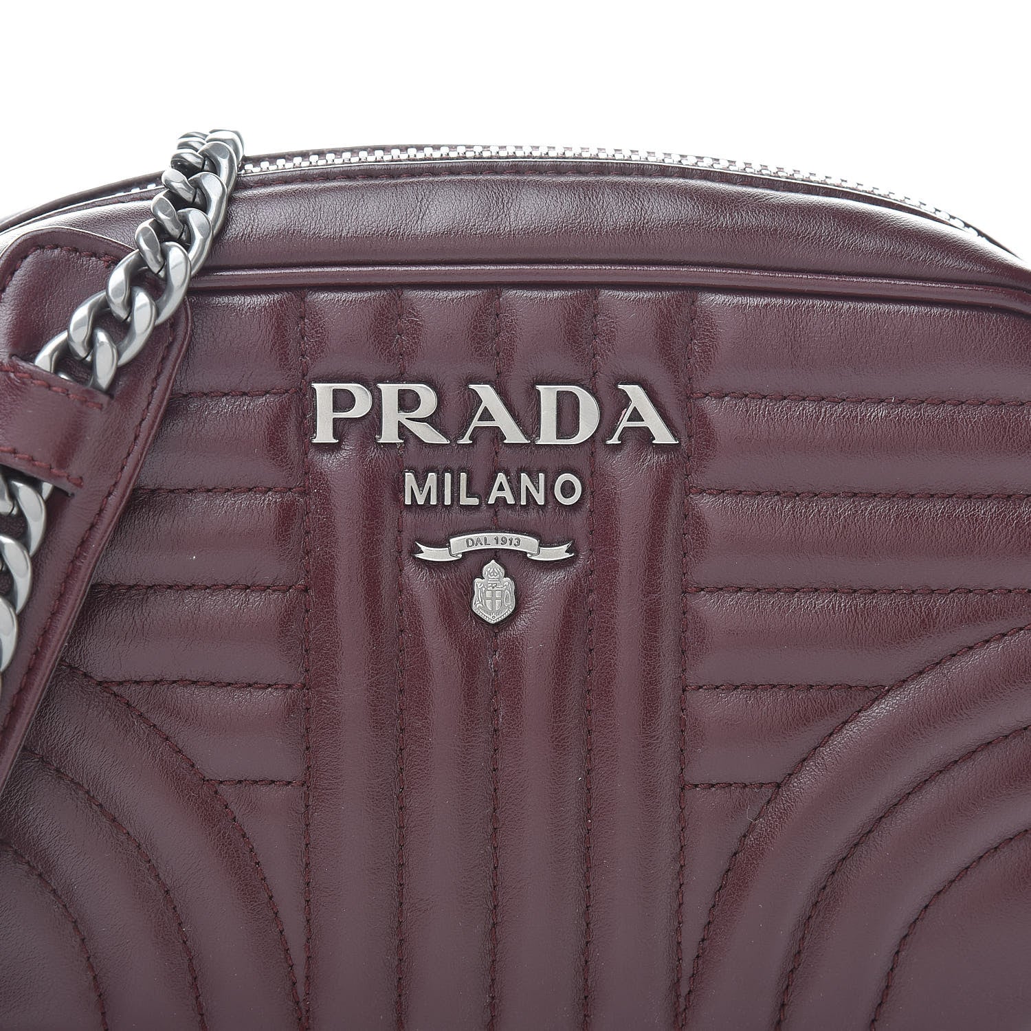 Prada Soft Calfskin Diagramme Crossbody Bag Granato 8 of 11