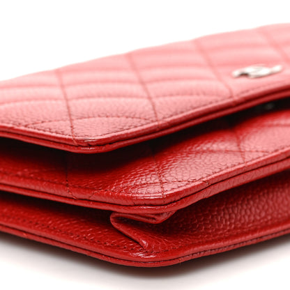Chanel Caviar Quilted Wallet on Chain WOC Red 9 of 10
