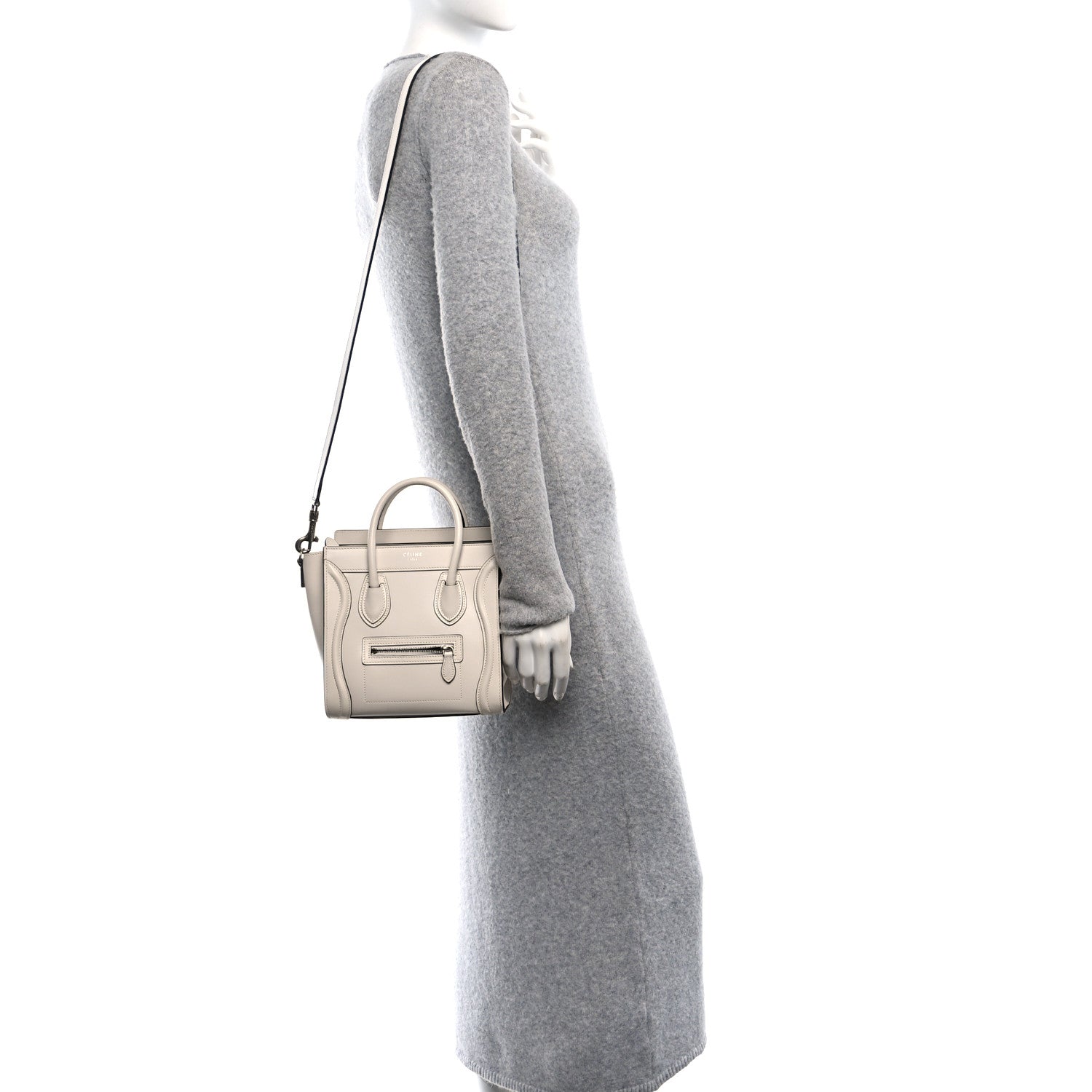 Celine Smooth Calfskin Nano Luggage White 3 of 9