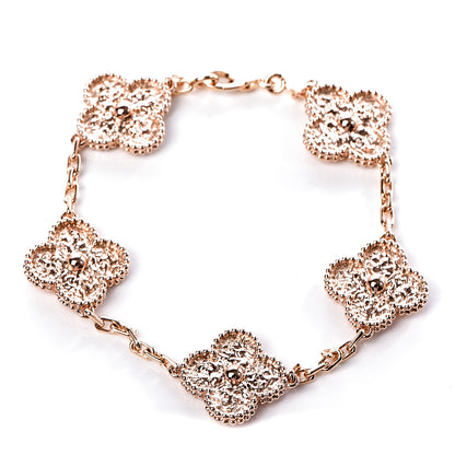 Van Cleef & Arpels 18K Rose Gold 5 Motifs Vintage Alhambra Bracelet 1 of 6