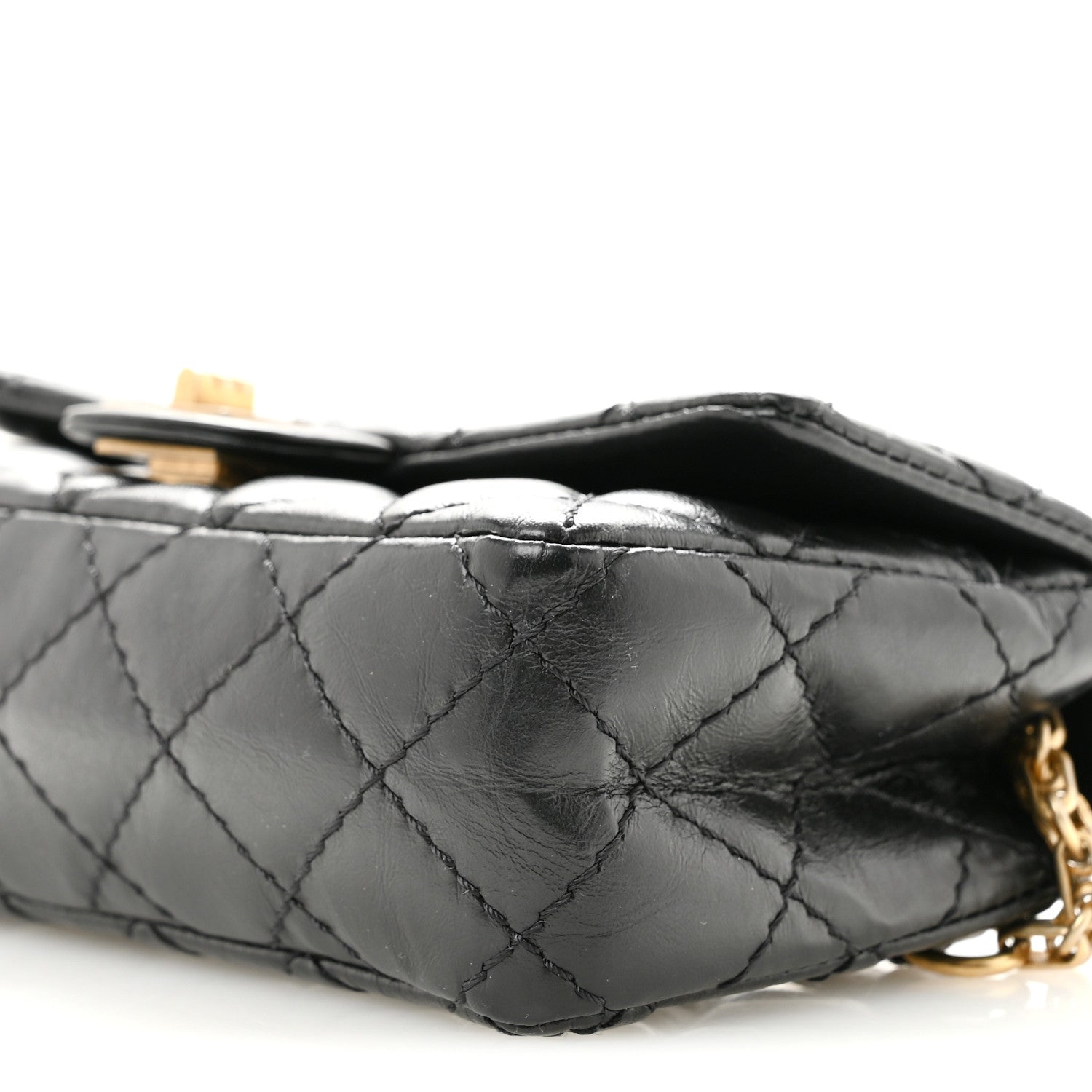 Chanel Aged Calfskin Quilted 2.55 Reissue Chain Waist Bag Black 10 of 13