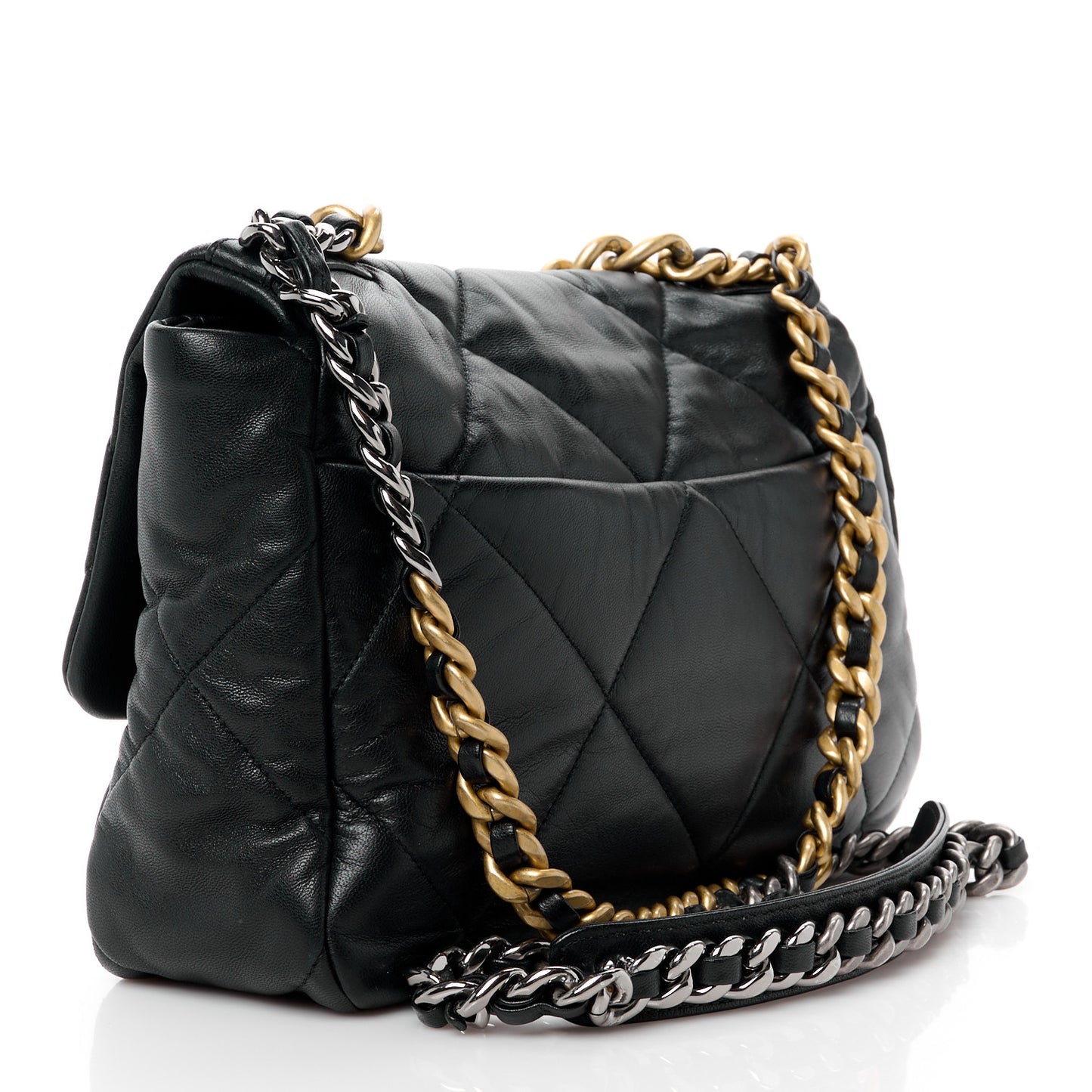 Lambskin Quilted Large Chanel 19 Flap Black