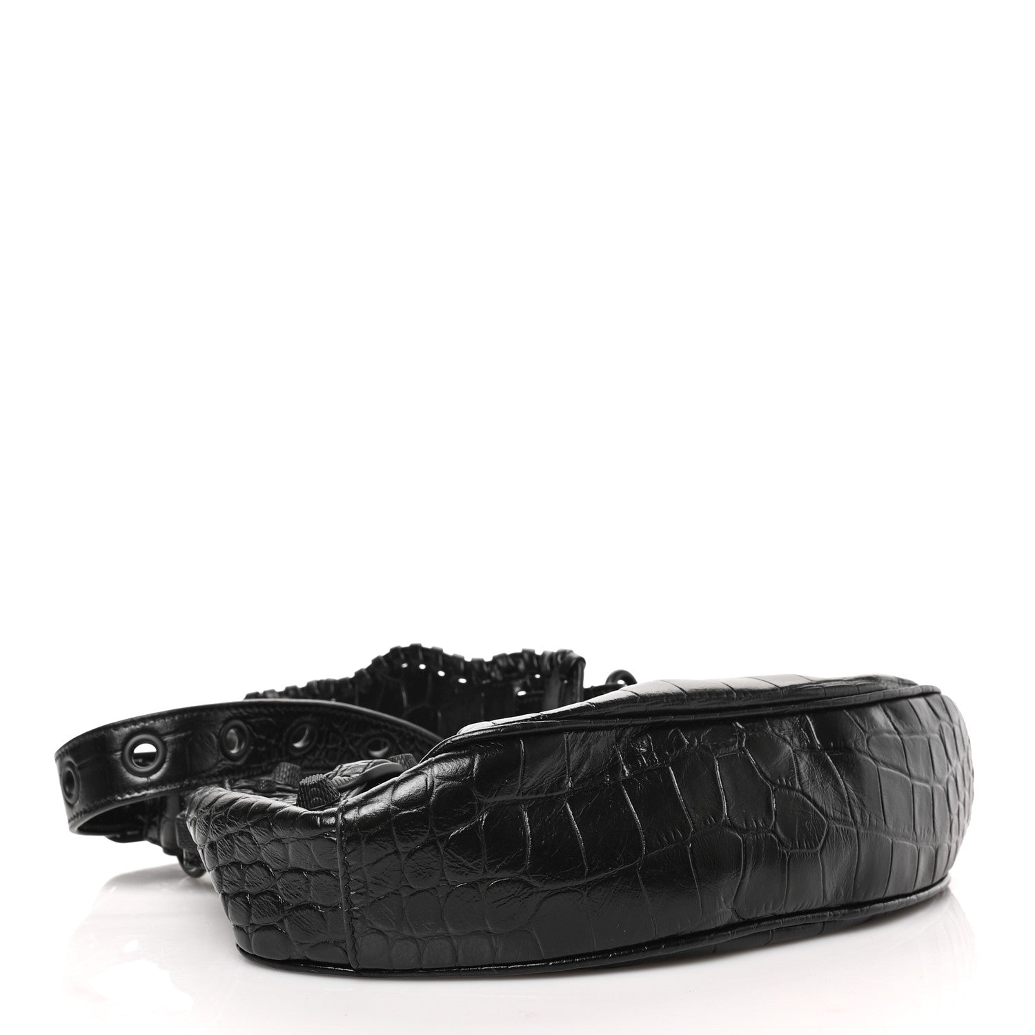 Balenciaga Extra Supple Calfskin Crocodile Embossed Monochrome Le Cagole Shoulder Bag XS Black 4 of 8