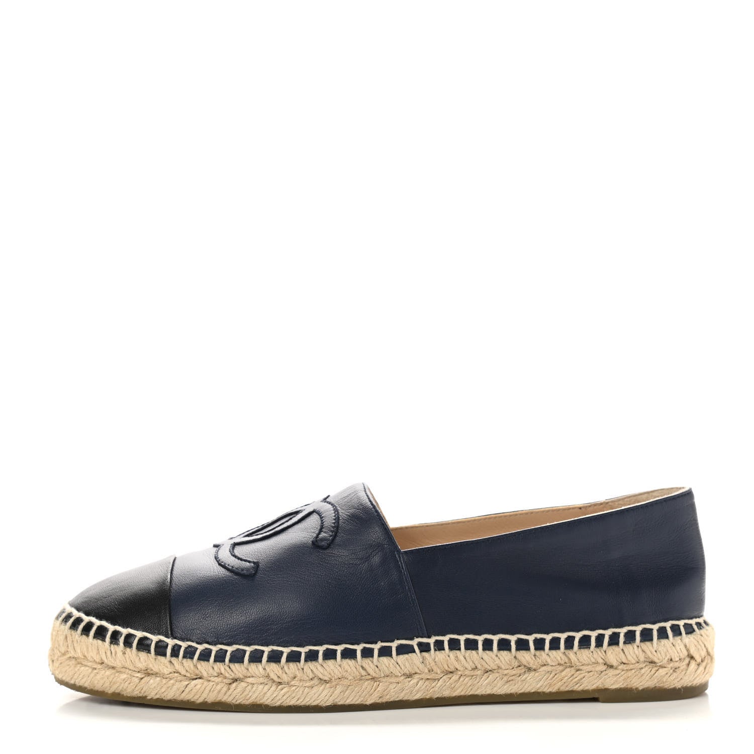 Chanel Lambskin CC Espadrilles 39 Navy Black 1 of 11