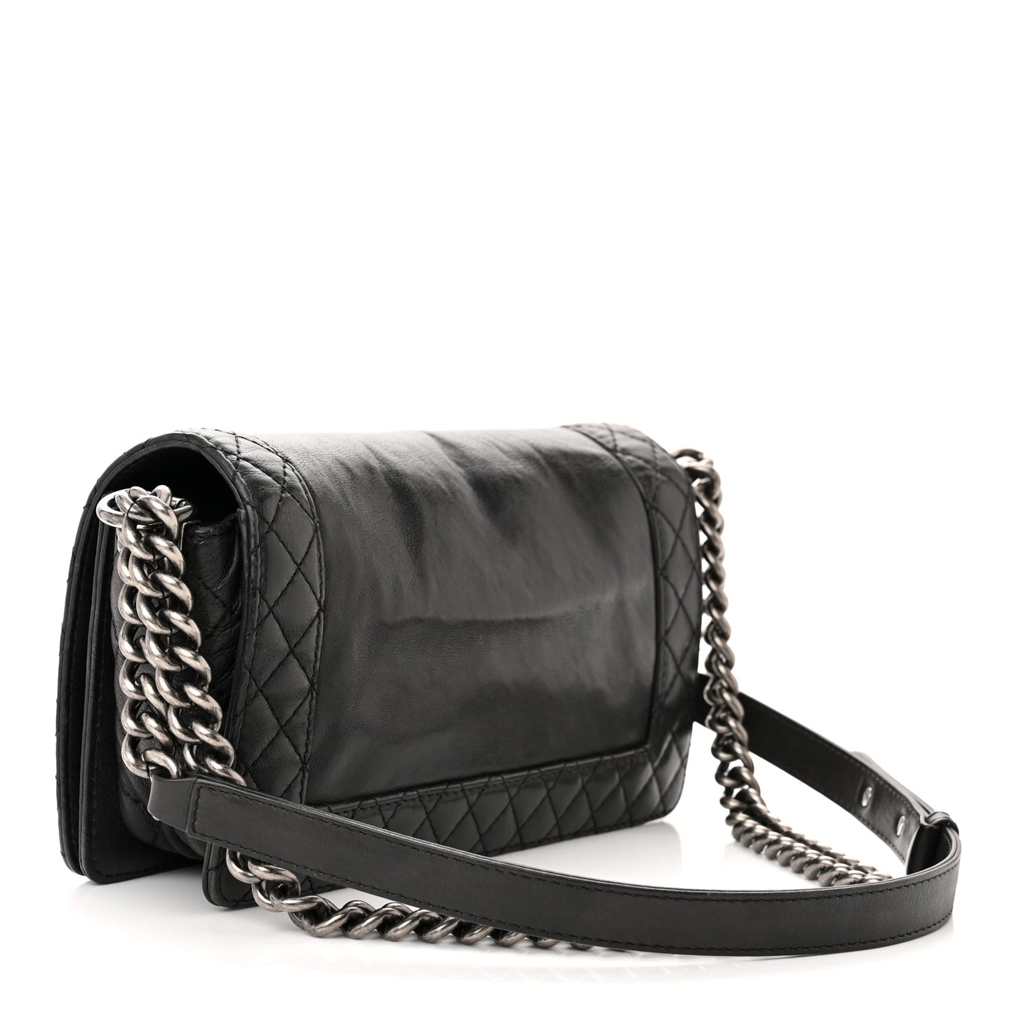 Calfskin Medium Boy Reverso Flap Black