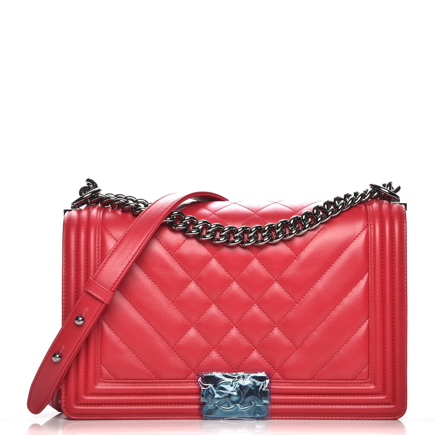 Chanel Lambskin Chevron Quilted New Medium Boy Flap Dark Pink 1 of 7
