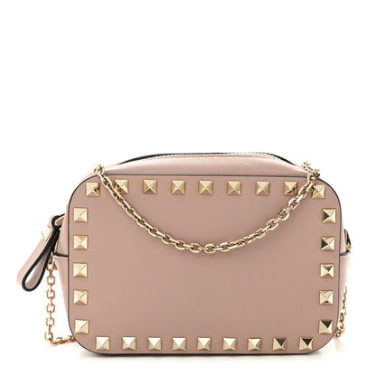 Valentino Garavani Calfskin Small Rockstud Chain Camera Crossbody Bag Poudre 1 of 10